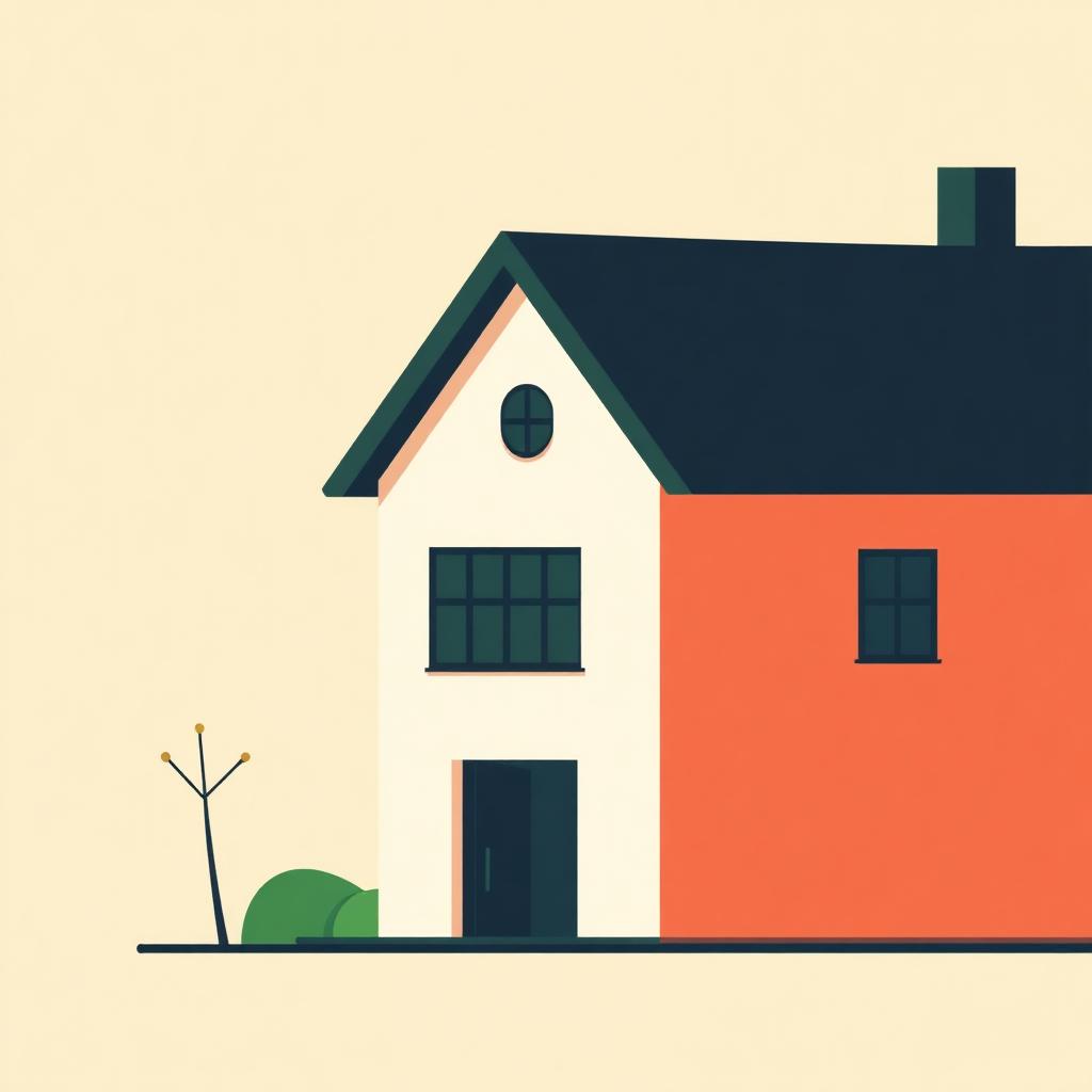 Illustrazione minimalista casa con scala classe energetica — APE Attestato Prestazione Energetica