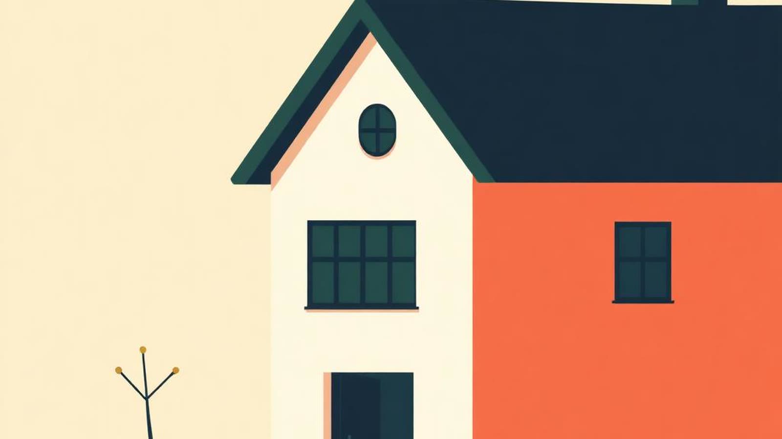 Illustrazione minimalista casa con scala classe energetica — APE Attestato Prestazione Energetica