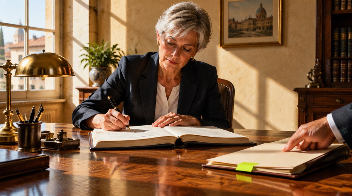 Chiavi di casa consegnate su una scrivania con calendario e calcolatrice — ripartizione dell'IMU tra compromesso e rogito