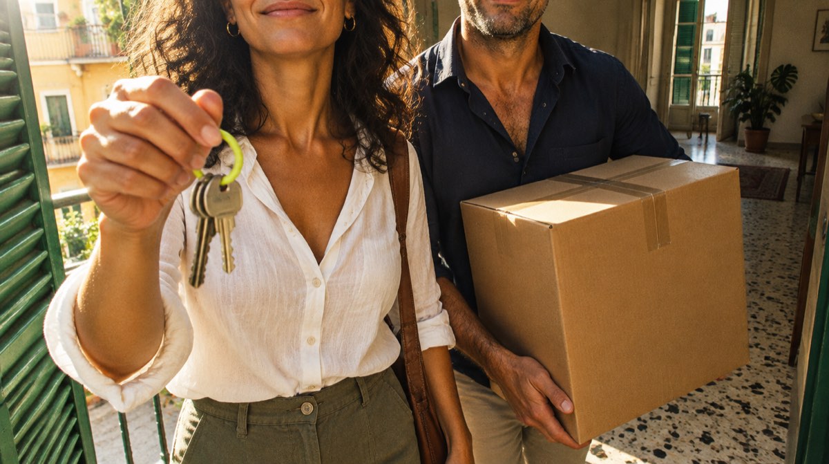 Foglio della proposta d'acquisto, chiavi di casa e lente d'ingrandimento — guida alla clausola sospensiva mutuo