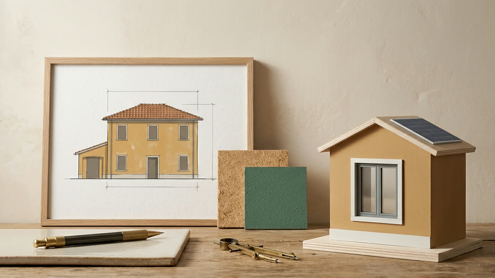 Cantiere di riqualificazione energetica su una tipica casa indipendente italiana — Mutuo Green 2026