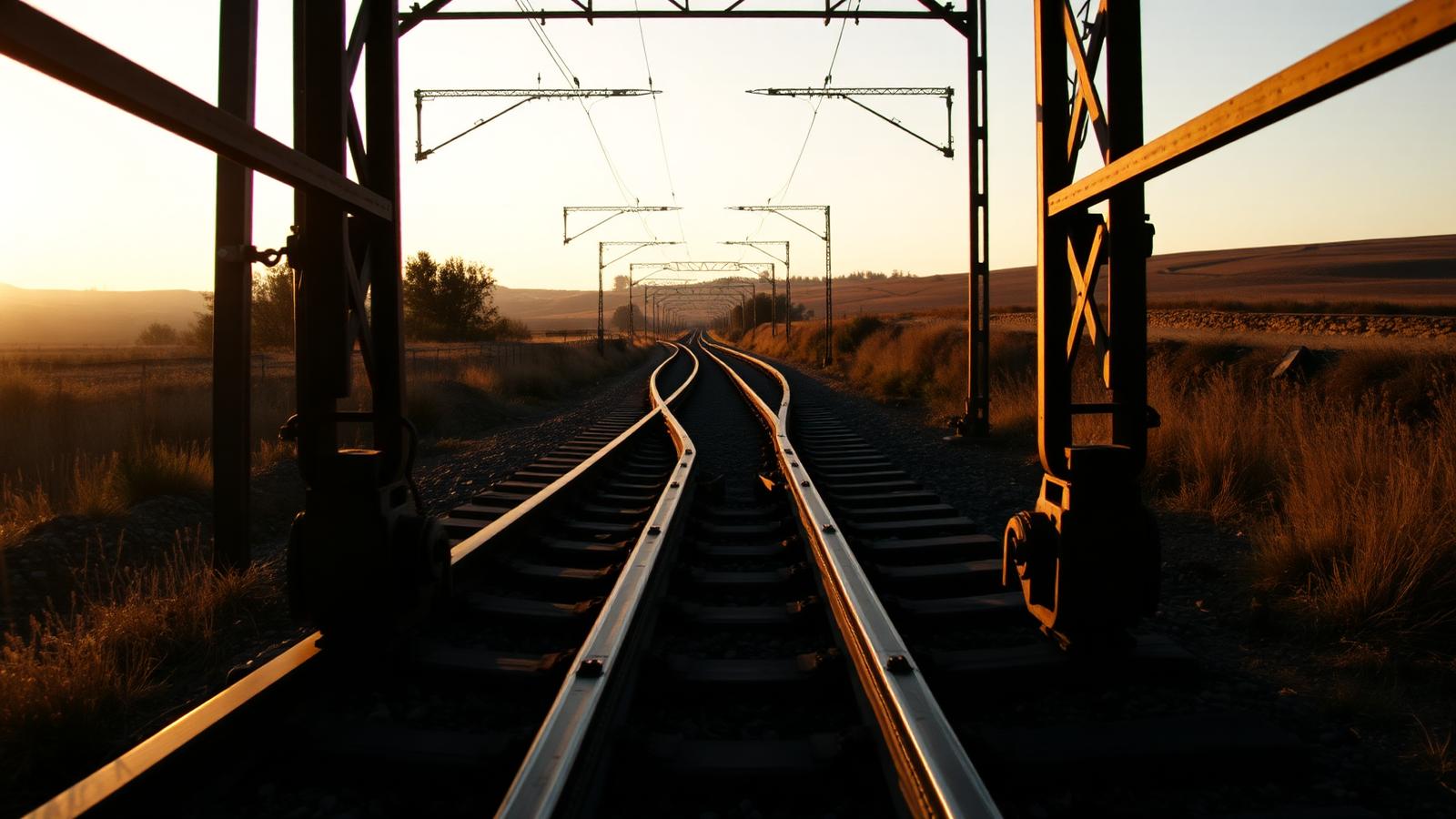 Scambio ferroviario con due binari che si separano al tramonto — passare dal tasso fisso al variabile