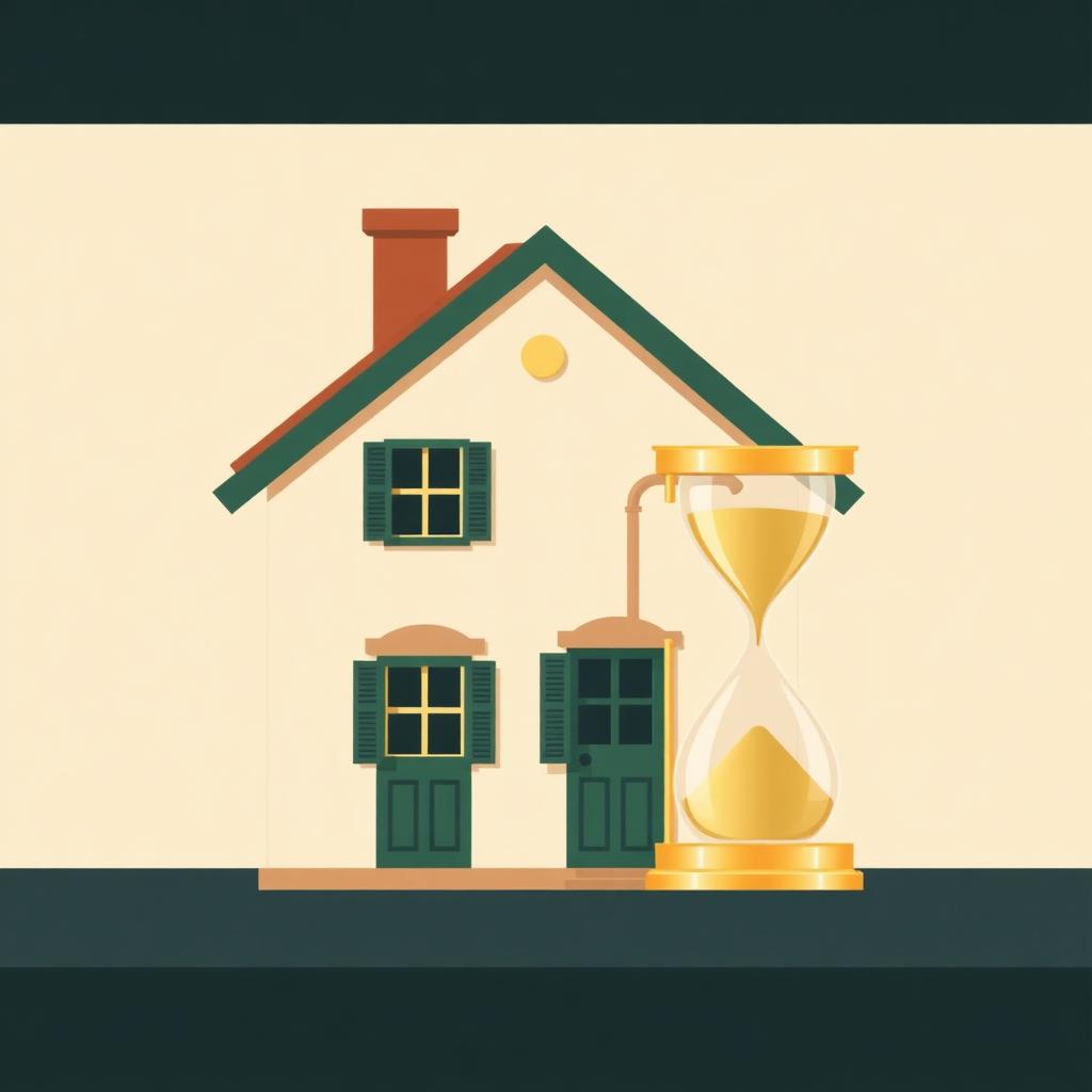 Simbolo di tempo e casa per rappresentare le scadenze delle agevolazioni prima casa