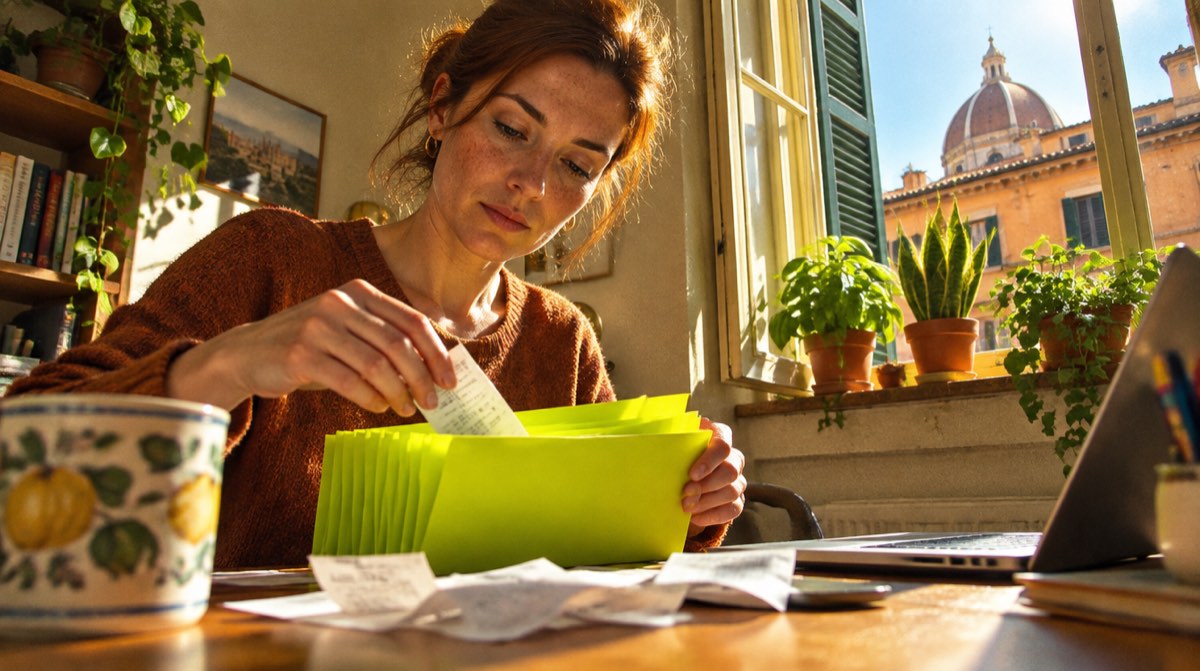 Scrivania italiana con modulo dichiarazione, planimetria arrotolata, righello e chiavi di casa — detrazione mutuo costruzione prima casa 730/2026