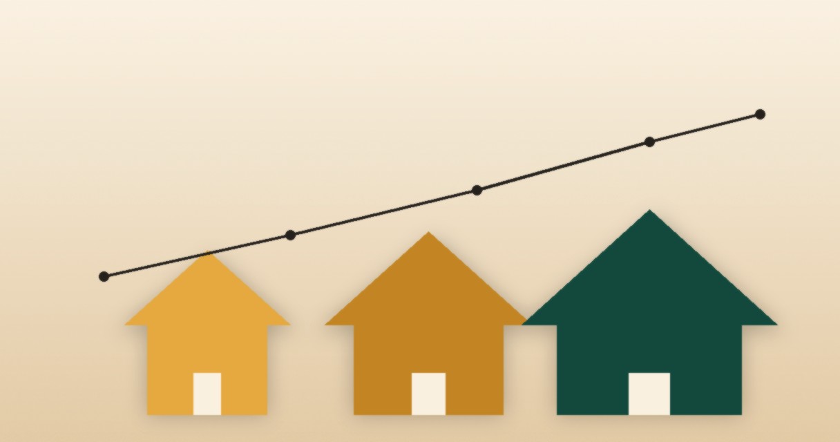 Grafico stilizzato con tre archi temporali (20, 25 e 30 anni) e icone di casa e moneta — confronto durata mutuo 2026