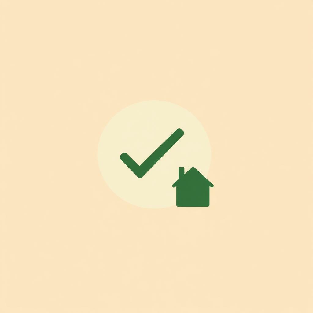 Illustrazione minimalista con checkmark verde e casa — verifica fattibilità mutuo 2026