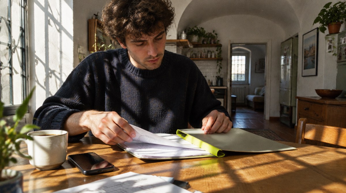 Analisi di un contratto bancario con evidenziatore su clausole di fideiussione