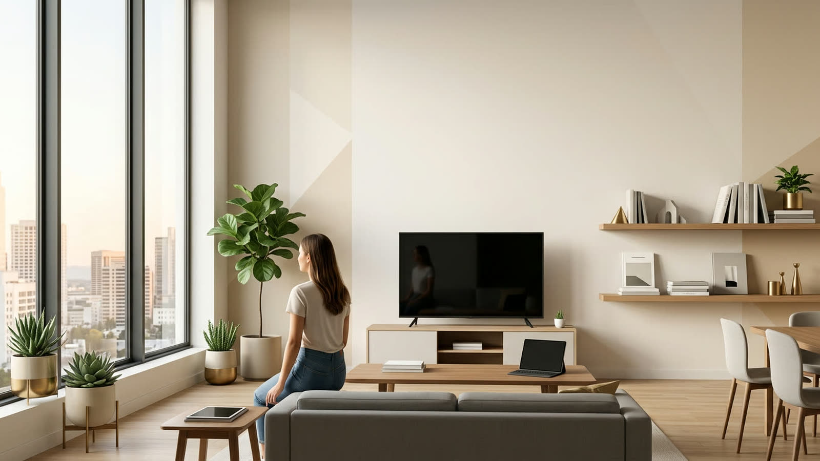 Interno di una casa moderna con documenti contrattuali e chiavi — illustrazione editoriale leasing immobiliare abitativo 2026