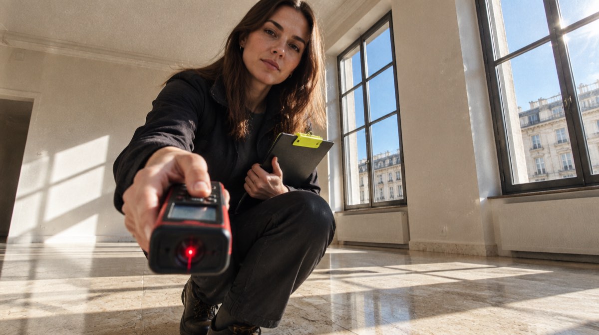 Scrivania italiana con documento di perizia immobiliare, offerta di mutuo bancario con LTV 80%, planimetria, calcolatrice, banconote in euro e penna stilografica