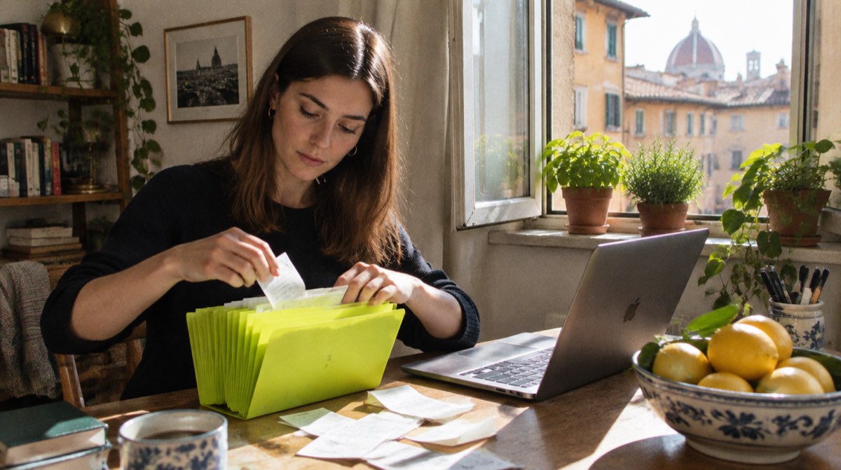 Chiavi di casa appoggiate su una cartella di documenti accanto a un modellino di abitazione
