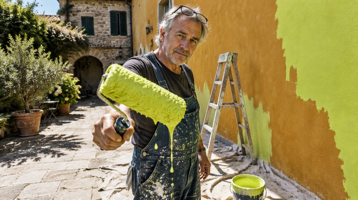 Casa in ristrutturazione con impalcatura e documento di mutuo — guida mutuo acquisto e ristrutturazione 2026