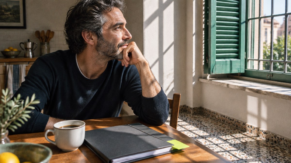 Persona preoccupata al tavolo con documenti bancari e report creditizio — mutuo per cattivo pagatore CRIF SIC 2026