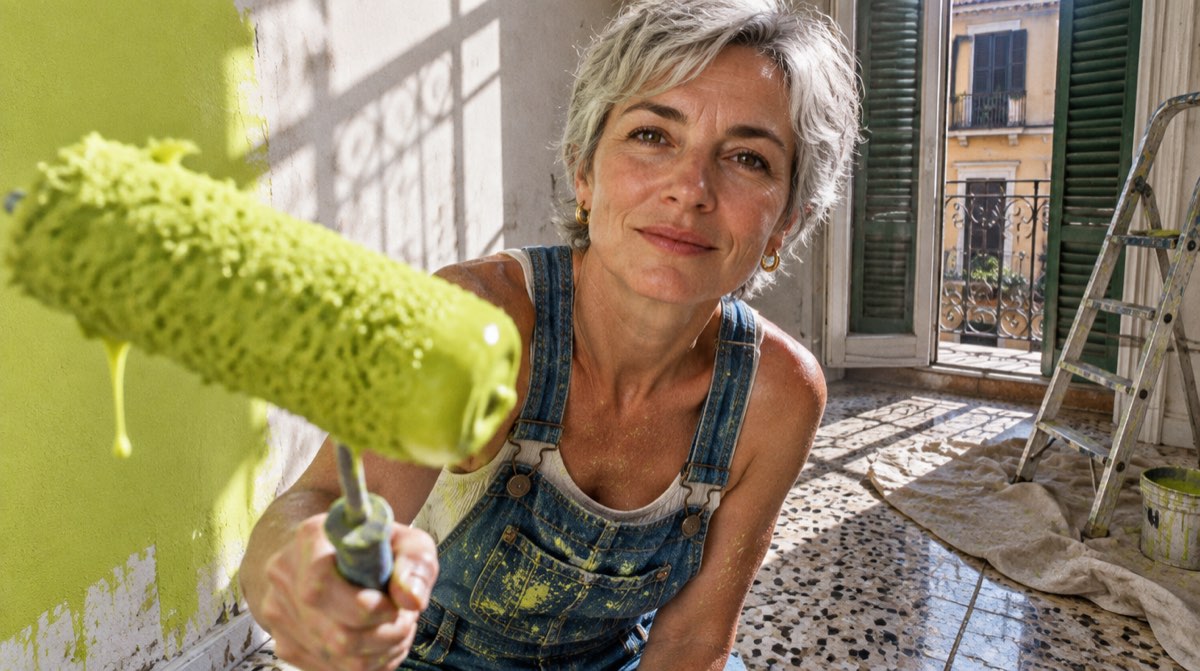 Illustrazione editoriale di casa italiana in classe energetica A con pannelli solari — mutuo green 2026