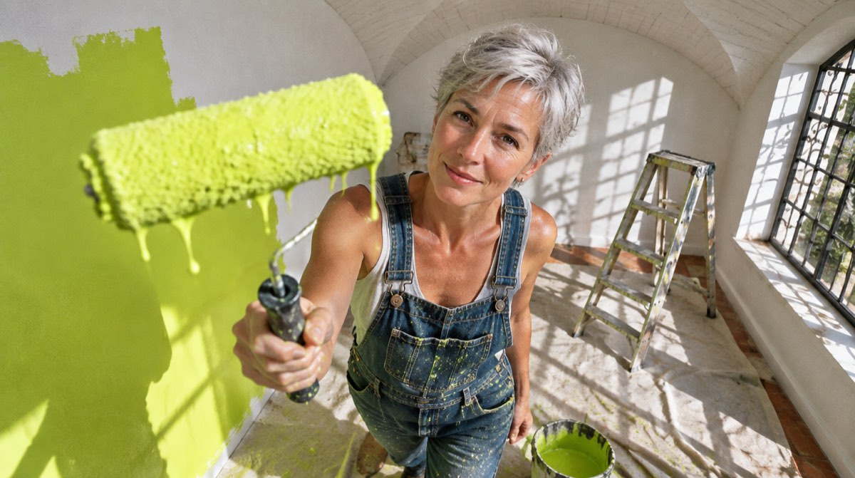 Cantiere domestico con planimetrie, calcolatrice e monete — illustrazione del mutuo ristrutturazione 2026