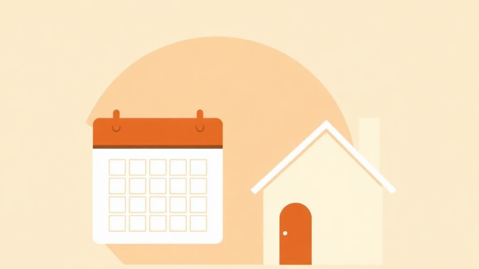 Illustrazione editoriale calendario e casa — mutuo con contratto di lavoro a tempo determinato 2026