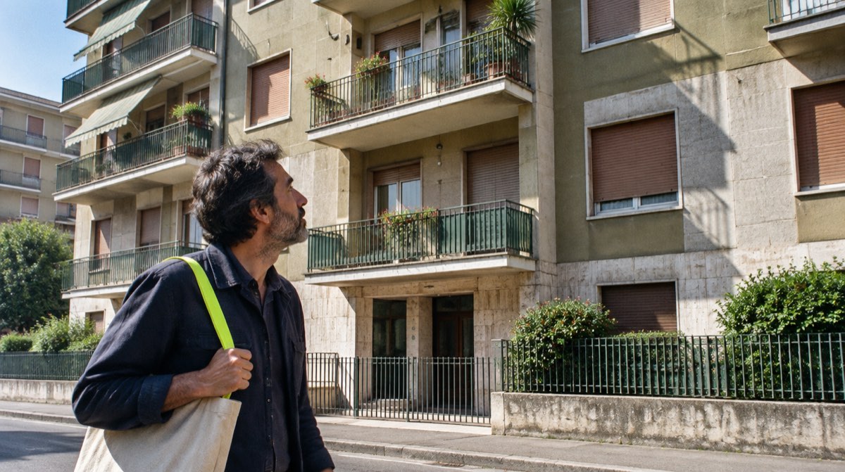 Scrivania con documenti, grafici finanziari sfocati, penna e occhiali, ambientazione editoriale per una simulazione di mutuo