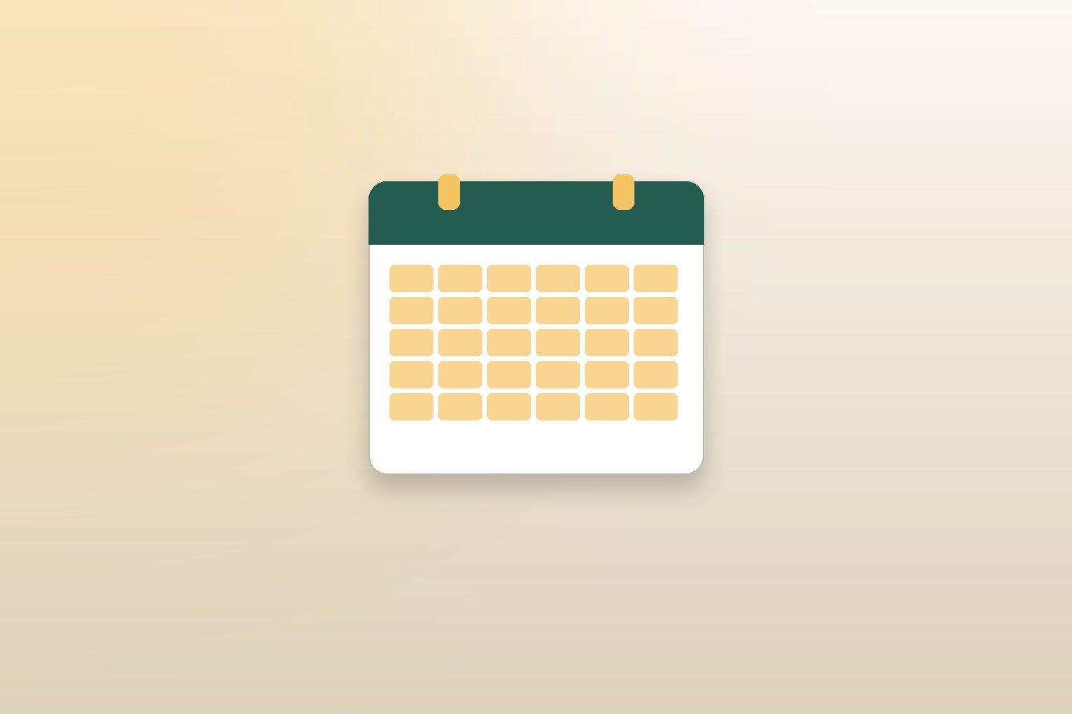 Calendario stilizzato con caselle evidenziate in oro che rappresentano i giorni lavorativi previsti per completare la surroga del mutuo