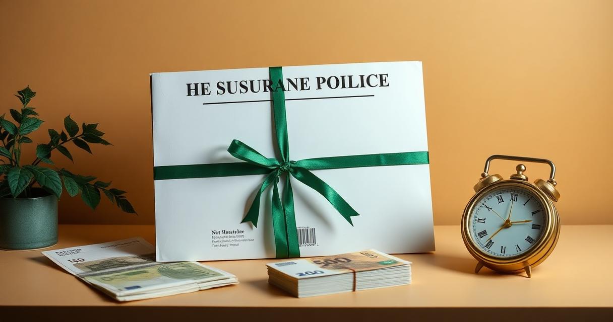 Documenti di polizza assicurativa mutuo, banconote euro e calcolatrice — rimborso premio non goduto