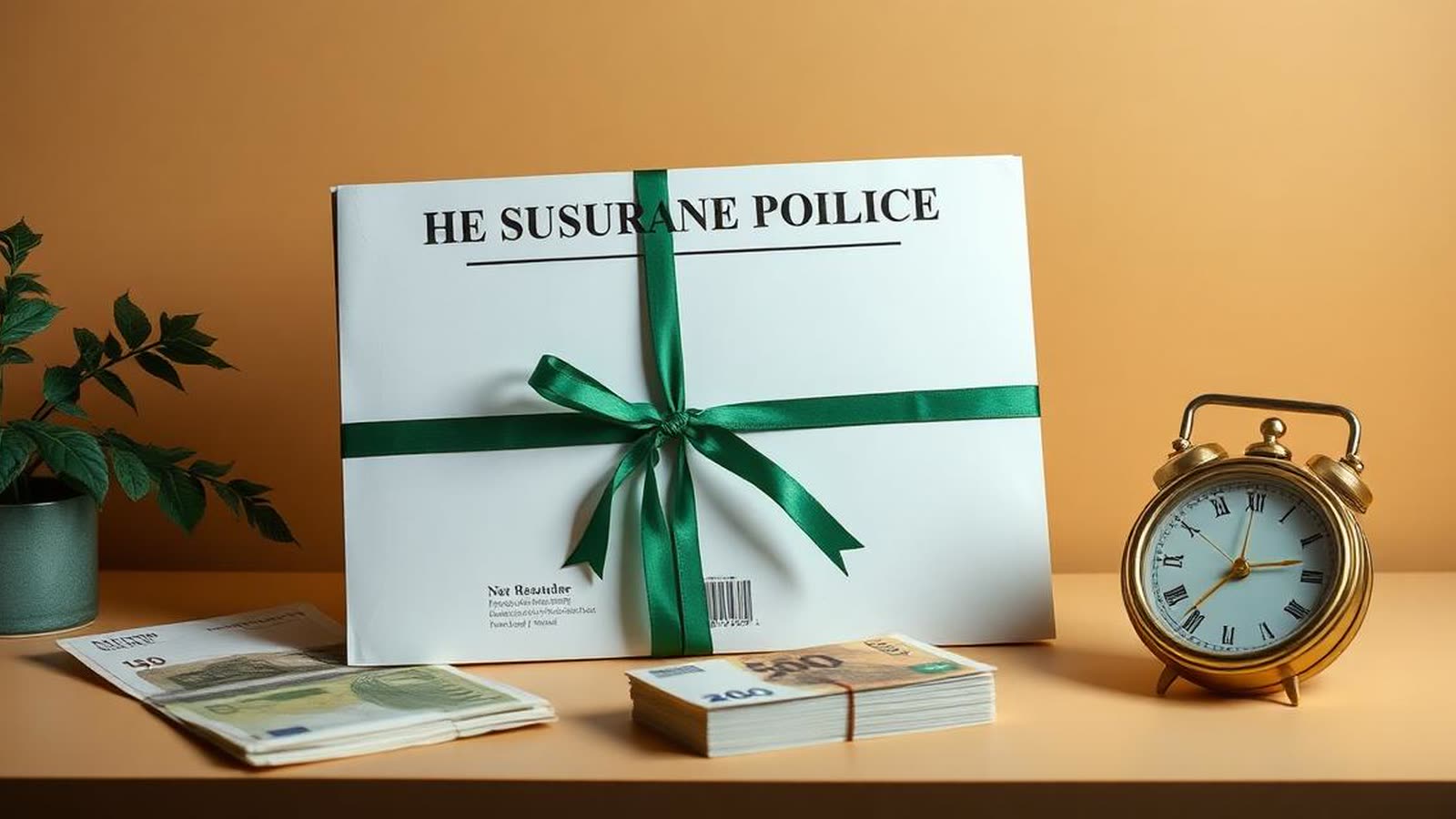 Documenti di polizza assicurativa mutuo, banconote euro e calcolatrice — rimborso premio non goduto