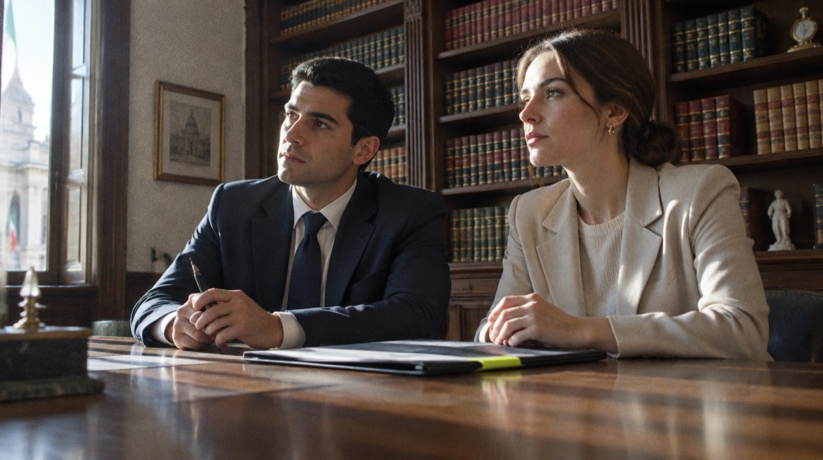 Documento notarile con sigillo in ceralacca e lente d'ingrandimento su una scrivania in legno — esiti della relazione notarile preliminare che bloccano il mutuo
